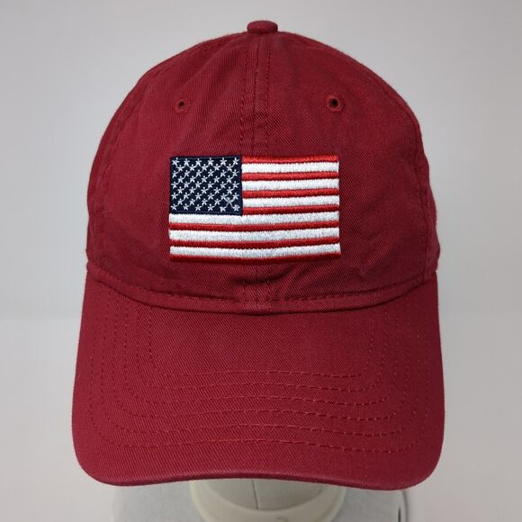 American Flag Slideback Hat Red One Size Adjustable Embroidered Patriotic Cotton - Picture 2 of 8